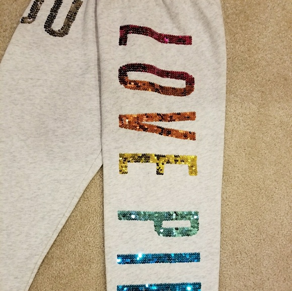 🌈 RARE VS PINK Rainbow Bling Pants 🌈 - Picture 3 of 7